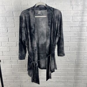Alberto Makali Gray Tie Front Open Cardigan Top Womens Size XL Quiet Luxury